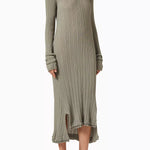 Sage ribbed long sleeve midi dress with asymmetrical hem — 3.1 Phillip Lim | Endless UAE