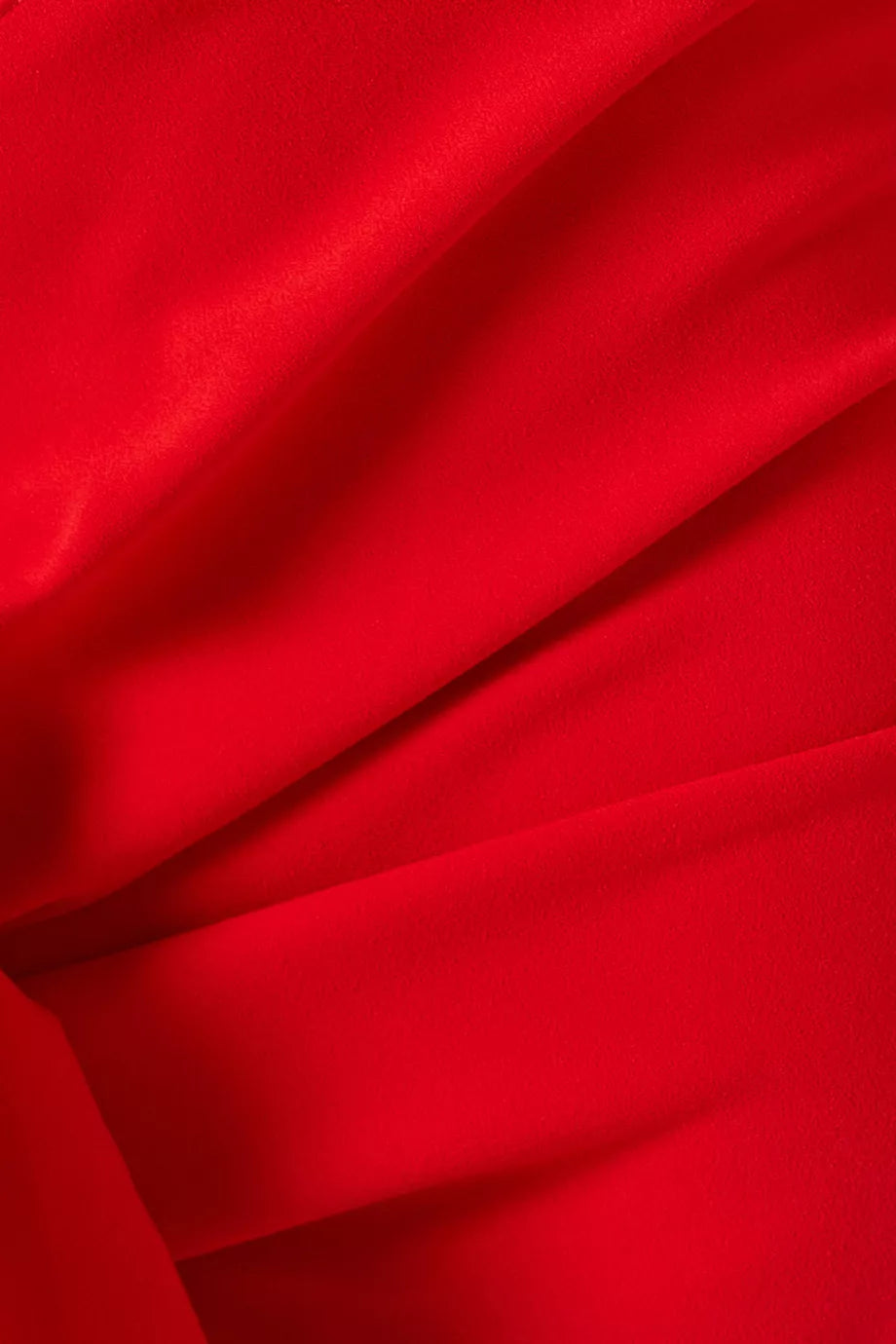 Red strapless draped midi dress with asymmetrical ruffle detail — Solace London | Endless UAE