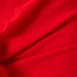 Red strapless draped midi dress with asymmetrical ruffle detail — Solace London | Endless UAE