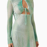 Contour-print Crystal-embellished Mini Dress