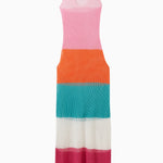Colorblock striped knit maxi dress in pink, orange, teal, cream and fuchsia with scoop neckline and sleeveless design — PQ Swim | Endless UAE