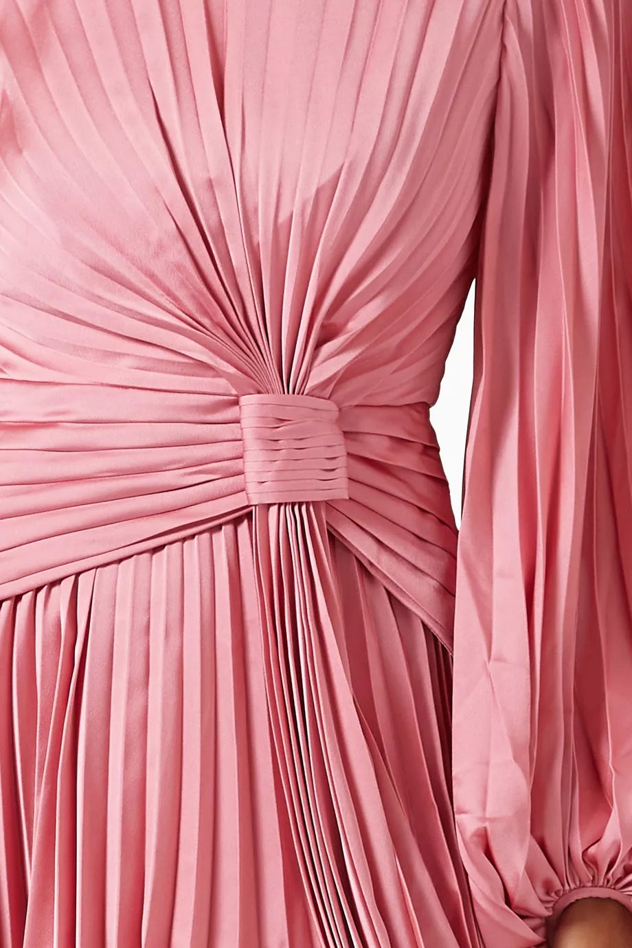 Pink pleated mini dress with draped cape sleeves and waist tie detail — Acler | Endless UAE