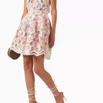 Multicolored floral lace halter neck mini dress with scalloped trim and A-line skirt — Elliatt | Endless UAE