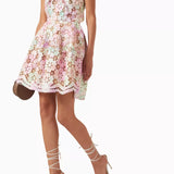 Multicolored floral lace halter neck mini dress with scalloped trim and A-line skirt — Elliatt | Endless UAE