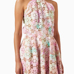 Pastel floral lace halter neck mini dress with scalloped edges and cut-out details — Elliatt | Endless UAE