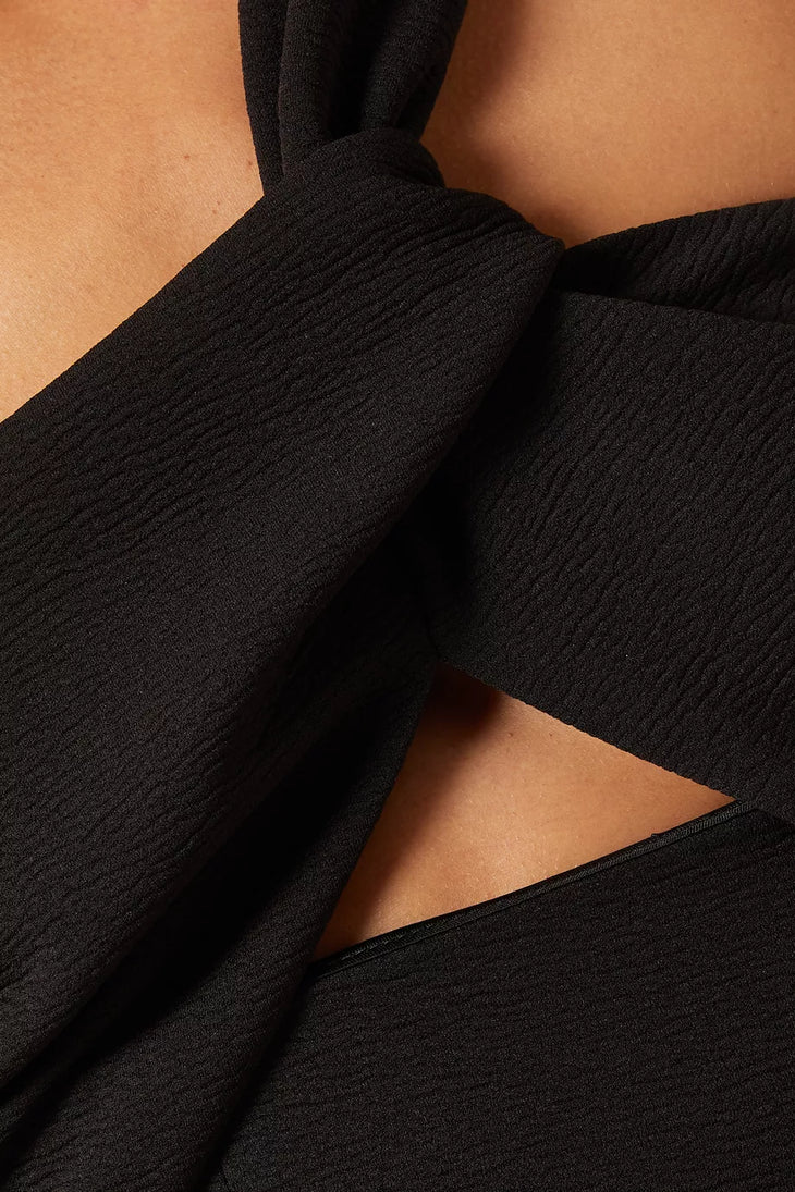 Black one-shoulder midi dress with cutout detail — Elle Zeitoune | Endless UAE