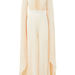 Palais Jumpsuit in cream pleated fabric with flowing cape sleeves — L'IDÉE | Endless UAE