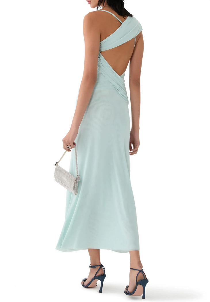 Mint green asymmetrical sleeveless maxi dress with ruched details — Bec + Bridge | Endless UAE
