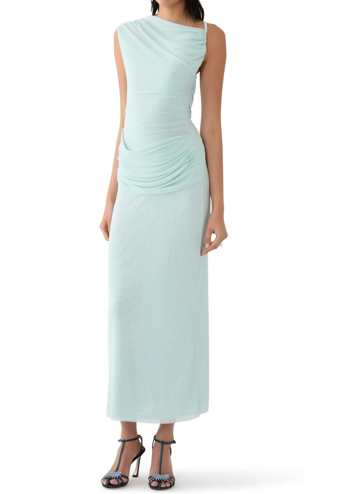 Mint green asymmetrical sleeveless maxi dress with ruched details — Bec + Bridge | Endless UAE