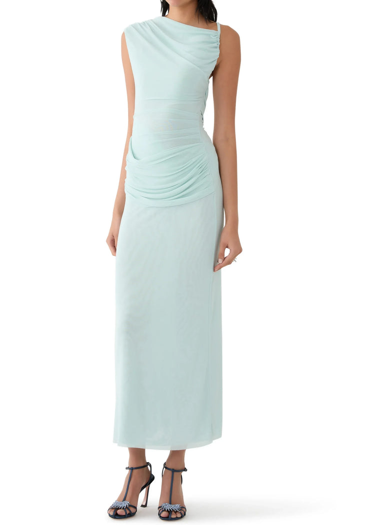 Mint green asymmetrical sleeveless maxi dress with ruched details — Bec + Bridge | Endless UAE