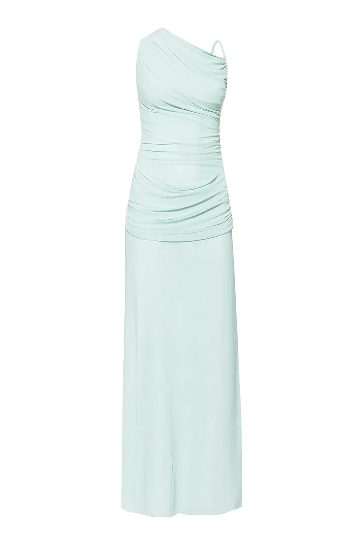 Mint green asymmetrical sleeveless maxi dress with ruched details — Bec + Bridge | Endless UAE
