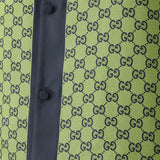 Black silk shirt with neon yellow GG monogram print and covered button placket — Gucci | Endless UAE