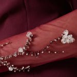 Embellished Off-shoulder Dress in deep burgundy with beaded neckline and cape sleeves — Heva | Endless UAE