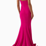 Magenta one-shoulder mermaid gown with ruffled detail — Jovani | Endless UAE