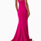 Magenta one-shoulder mermaid gown with ruffled detail — Jovani | Endless UAE