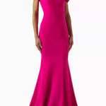 Magenta one-shoulder mermaid gown with ruffled detail — Jovani | Endless UAE
