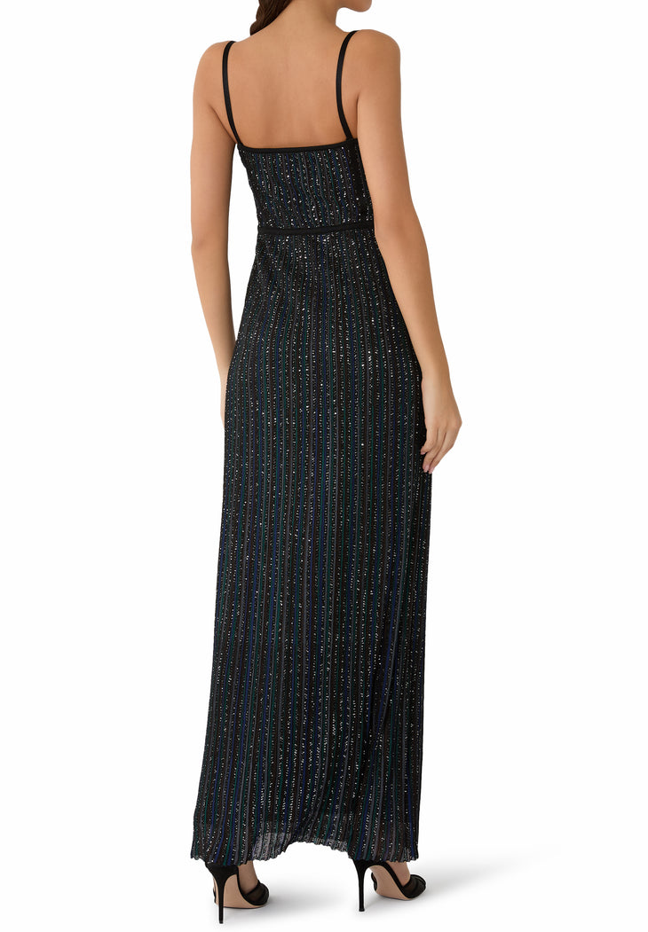 Black sequined sleeveless maxi dress with spaghetti straps — Missoni | Endless UAE