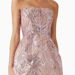 Giselle Embellished Mini Dress in blush pink with sequin detailing and scalloped hem — Bronx & Banco | Endless UAE