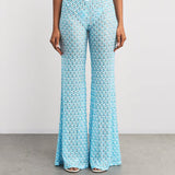 Metallic-Crochet Flared Trousers