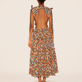 Woman wearing Guaguanco Midi Dress in colorful floral print with 3/4 sleeves — Agua By Agua Bendita | Endless UAE