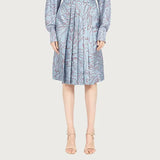 Pleated Silk Skirt In Blue