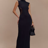 Massie Slinky And Mesh Maxi Dress