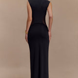 Massie Slinky And Mesh Maxi Dress