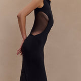 Massie Slinky And Mesh Maxi Dress