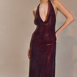 Genie Diamante Halter Midi Dress