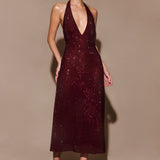 Genie Diamante Halter Midi Dress