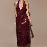 Genie Diamante Halter Midi Dress