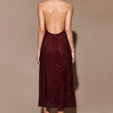 Genie Diamante Halter Midi Dress