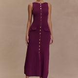 Sawyer Sleeveless Buttoned Maxi Dress