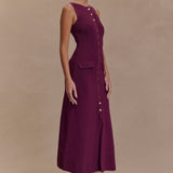 Sawyer Sleeveless Buttoned Maxi Dress