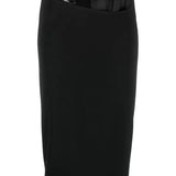 Black pencil skirt with cut-out waist detail and satin bow accent — Patrizia Pepe | Endless UAE