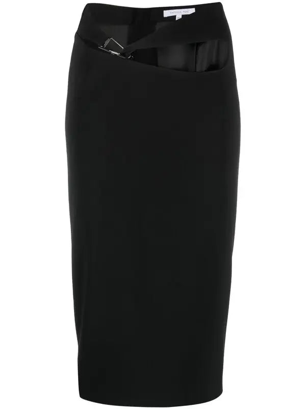 Black pencil skirt with cut-out waist detail and satin bow accent — Patrizia Pepe | Endless UAE