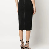 Black midi skirt with back zipper detail from coordinating two-piece set — Patrizia Pepe | Endless UAE