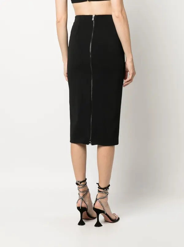 Black midi skirt with back zipper detail from coordinating two-piece set — Patrizia Pepe | Endless UAE