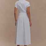 Aysha - Buttoned Linen Midi Dress - White