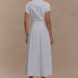Aysha - Buttoned Linen Midi Dress - White
