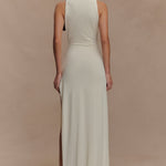 Cream sleeveless maxi dress with beaded neckline and side cutouts — Meshki | Endless UAE