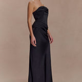Jasmine Strapless Satin Maxi Dress