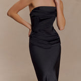 Jasmine Strapless Satin Maxi Dress