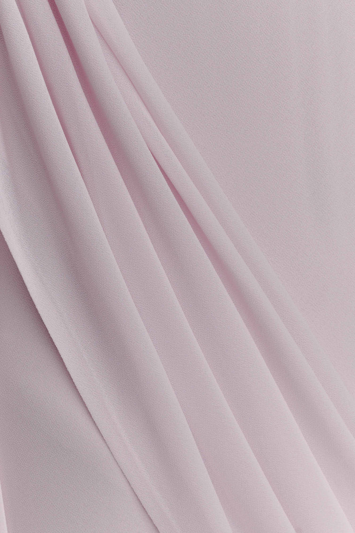 Leena Chiffon Maxi Dress in soft pink with delicate pleated fabric detail — Meshki | Endless UAE