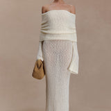 Marisol Off Shoulder Boucle Maxi Dress