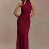 Elma Lurex Knit Halter Maxi Dress