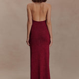 Elma Lurex Knit Halter Maxi Dress