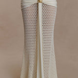 Cream crochet two-piece set with cutout details and gold buckle accents — Meshki | Endless UAE