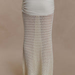 Cream crochet two-piece set with cutout details and gold buckle accents — Meshki | Endless UAE