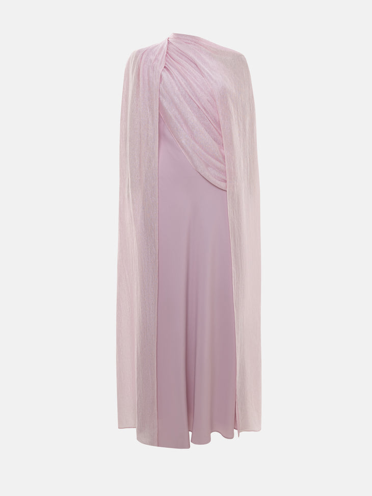 Woman wearing pink textured maxi dress in desert setting — Lichi | Endless UAE